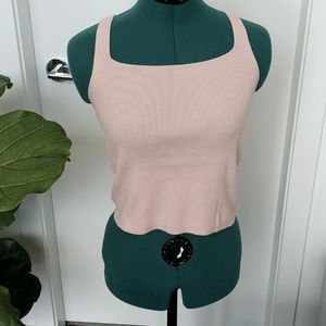 Pink rib knit tank top